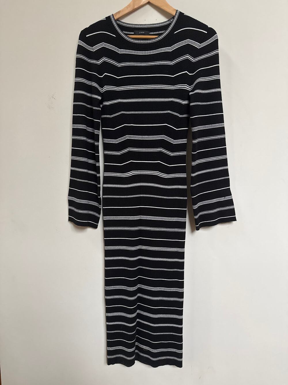 J. Crew Knit Ribbed Sweater Dress Mix Striped Long Sleeve Stretch Fitted Small